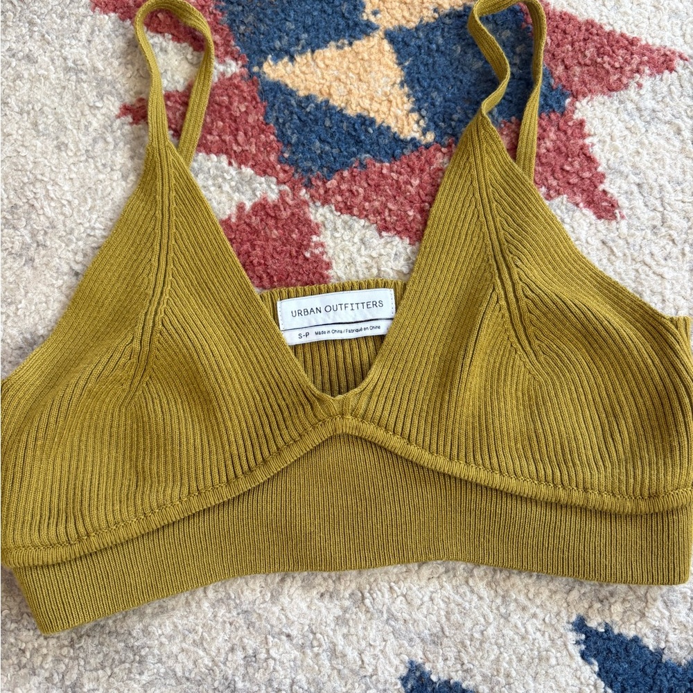 Urban Outfitters Olive Ribbed Bralette